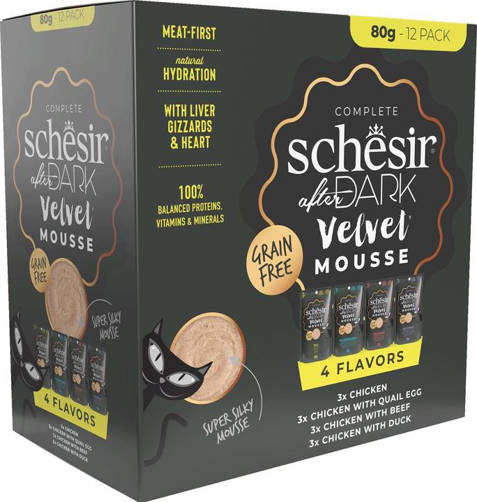 Image du produit Schesir After Dark, Velvet Mousse, Variety Pack, 12x80g (Adulte, 12 pcs, 960 g)