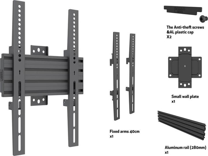 Produktbild Multibrackets Wandhalter Ultrastrtch, VESA 100x100-200x400 (Wand, 37", 50 kg)