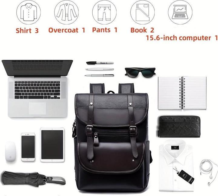Immagine prodotto Only-Bags.Store Zaino vintage semplice da uomo in pelle PU con grande capacità, zaino da viaggio casual all'aperto