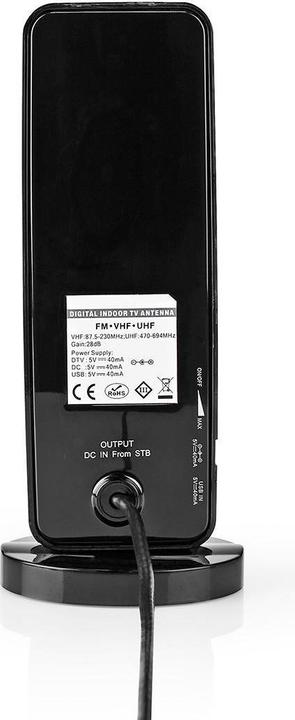 Image du produit Nedis Antenne intérieure FM/UHF/VHF active Portée de réception : 0-15 km Gain LTE700 dBi (avec câble (Antenne d'intérieur, 28 dB, LTE, UKW / MW / LW)