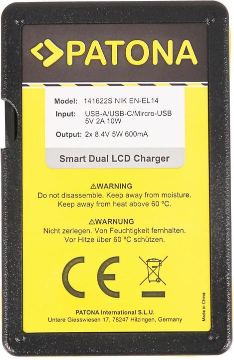 Image du produit Patona Chargeur Smart Dual LCD USB Nikon Accu EN-EL14 (Chargeur de batterie d'appareil photo)