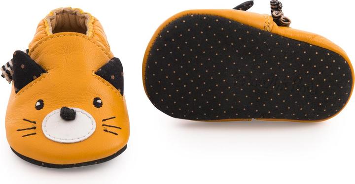 Image du produit Moulin Roty Chaussons en cuir chat jaune 6/12 mois, Les Moustaches (12)