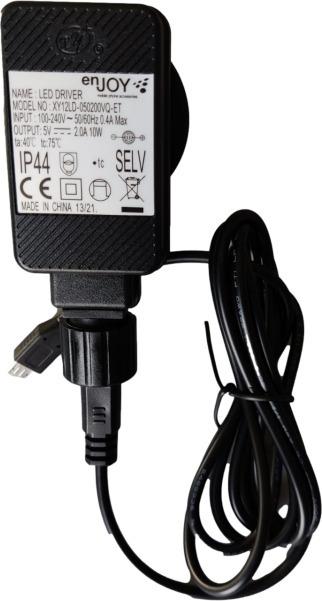 Actual product image enjoy Power supply with microUSB cable, 5V 2A, indoor and outdoor use (Power supply)