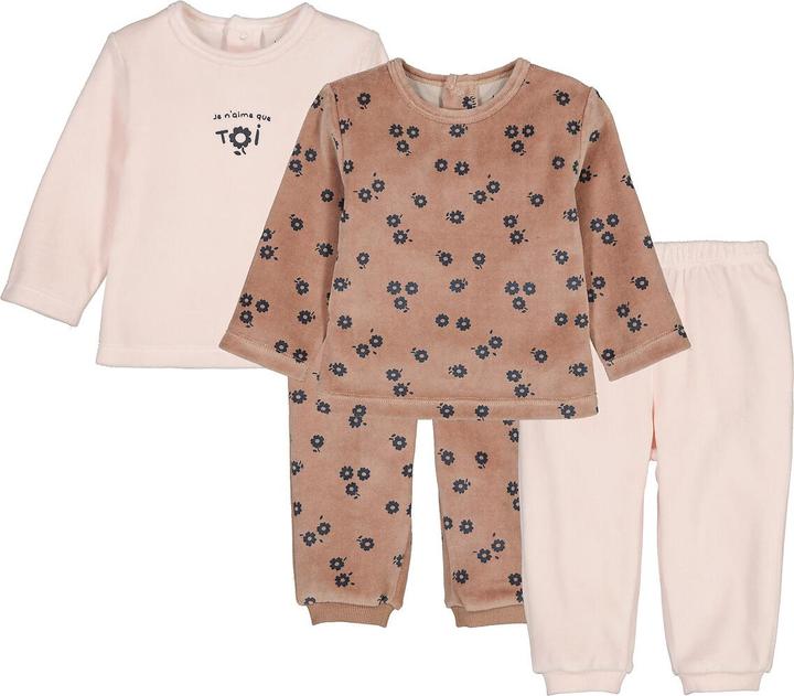 Image du produit La Redoute Collections Lot de 2 pyjamas en velours avec fleurs (68)