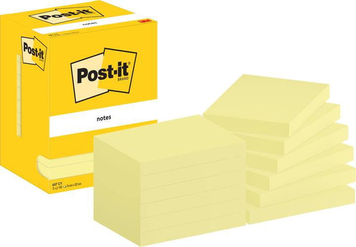 Image du produit Post-it Papillons adhésifs Standard 657 jaune 12 blocs (9 x 8 x 13 cm)