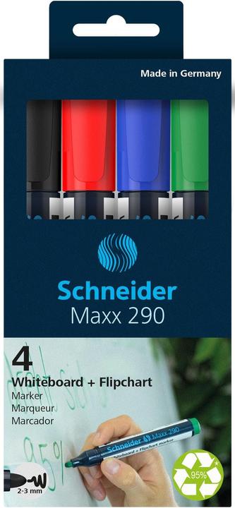 Produktbild Schneider Boardmarker Maxx 290 Set (Schwarz, Rot, Blau, Grün, 3 mm, 4 x)