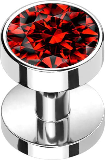 Produktbild Star Piercing Skin Diver silber mit Kristall rot (Titan G23)