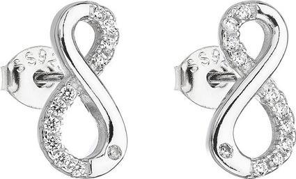 Evolution Group Silver earrings with zircon white infinity 11017.1 (L)