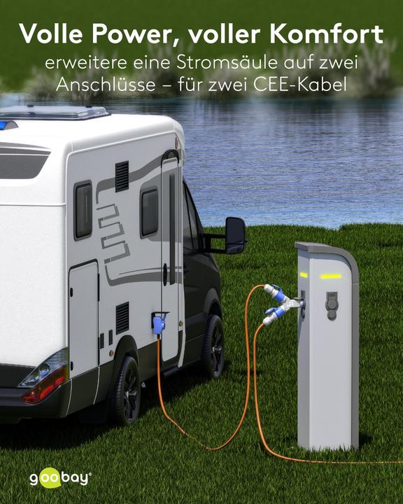 Image du produit Goobay CEE-Adapter, CEE-Stecker auf 2x CEE-Kupplung (CEE 7/3, CEE)