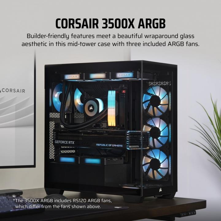 Actual product image Corsair Case iCUE 3500X RGB Midi TG black BTF+ZERO (Mini-ITX, mATX, E-ATX, ATX)