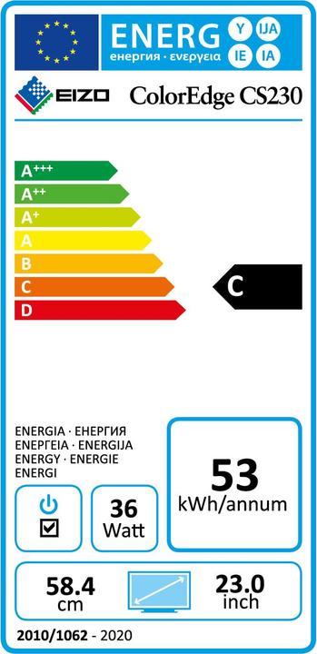 Energy Label Eizo ColorEdge CS230-BK (1920 x 1080 pixels, 23")