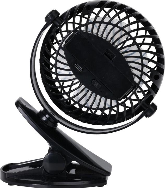 Image du produit H & S Collection Mobiler Ventilator mit Klemme, 3 Modi, schwarz, Akkubetrieb