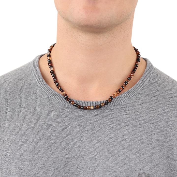 Image du produit S.Oliver Halsschmuck für Herren, Edelstahl, Steel Beads, Achat (Acier inoxydable, 5 cm)