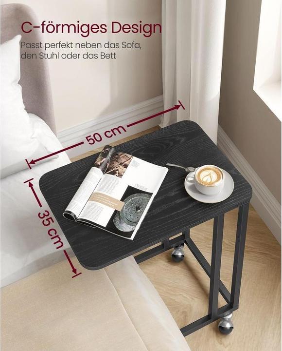 Image du produit Vasagle Beistelltisch mit Rollen 35 x 60 cm, Schwarz