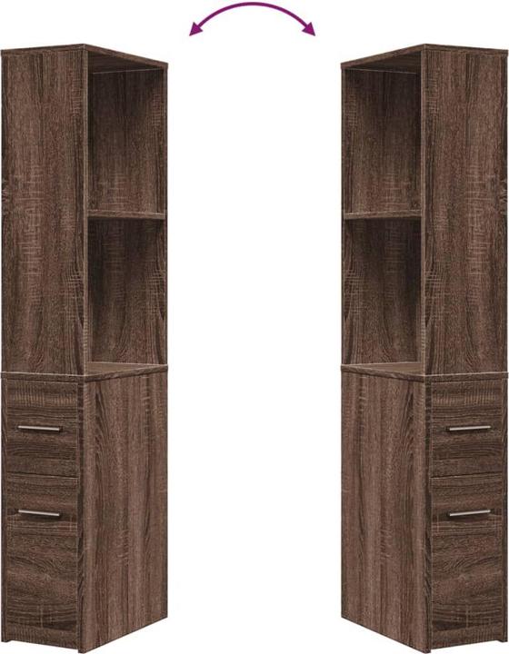 Immagine prodotto VidaXL Armadietto da bagno Armadietto alto Armadietto intermedio Rotelle strette Aspetto rovere marrone (22 x 41 x 135 cm)