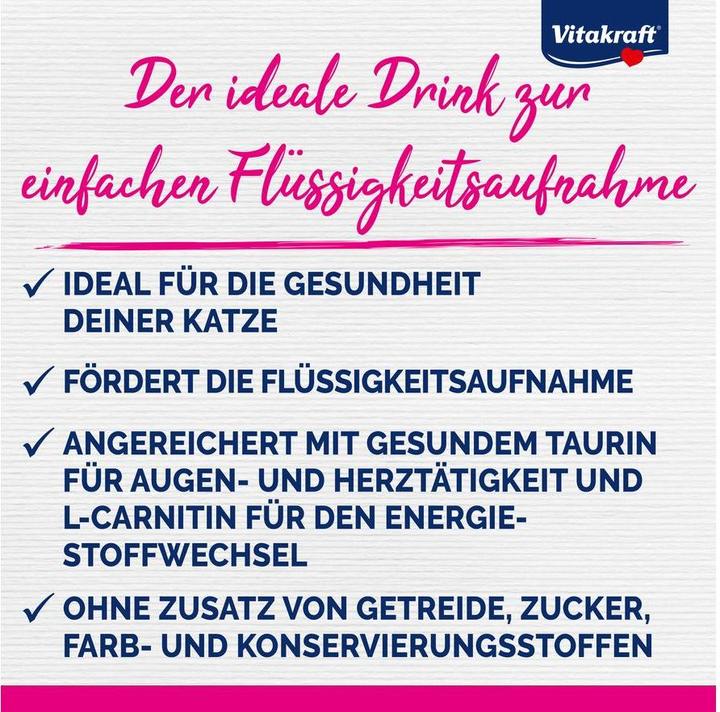 Nutritional values and ingredients Vitakraft Drink with chicken flavour and taurine for cats - (57999) (Junior, 5 pcs., 150 g)
