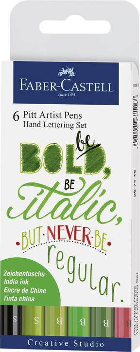 Faber-Castell Pitt Art Pen Handlettering (Grün, 6 x)