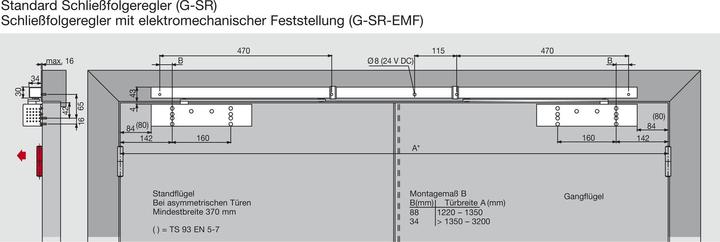 Produktbild Dormakaba Gleitschiene mit Schliessfolgeregler GSR-EMF 1 Contur Design (Zimmertür, Eingangstür, Holztür, Balkontür, Indoor)