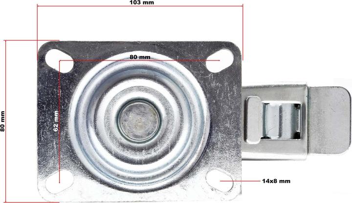 Immagine prodotto Wiltec Set di rulli da trasporto 125mm 2x Ruota a doppio arresto e 2x Ruota fissa, pneumatici pieni
