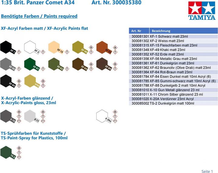 Image du produit Tamiya 1/35 British Cruiser Tank A34 Comet
