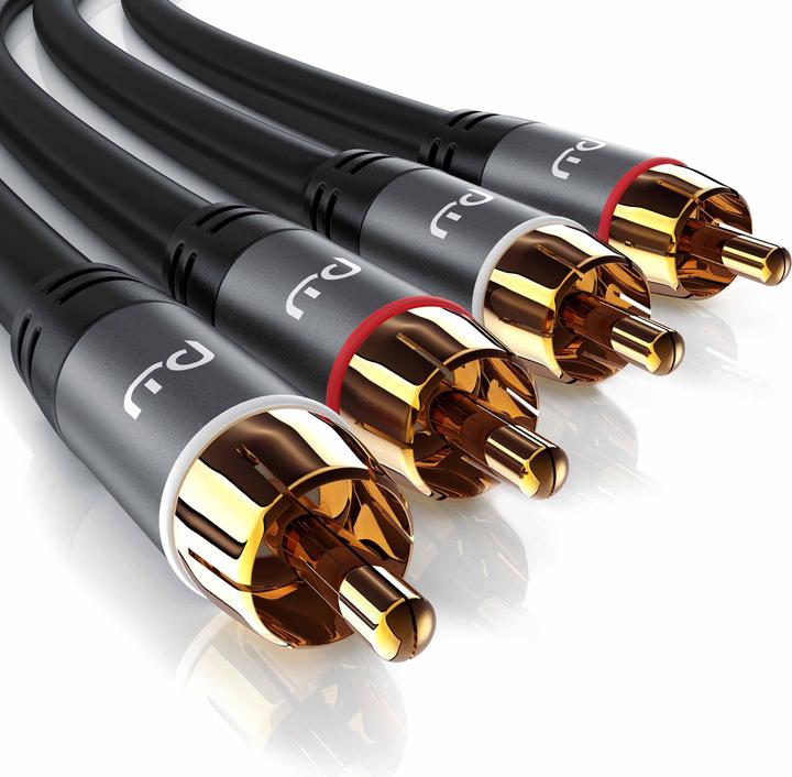 Produktbild Primewire Stereo Cinch Audio Kabel, RCA, mehrfach geschirmtes HiFi Audiokabel, 2X Cinch zu 2X Cinch (3 m, Cinch)