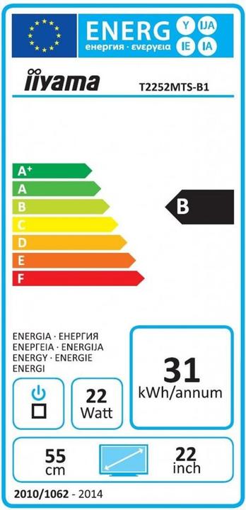 Energie-Label iiyama ProLite T2252MSC-B1 (1920 x 1080 Pixel, 22")