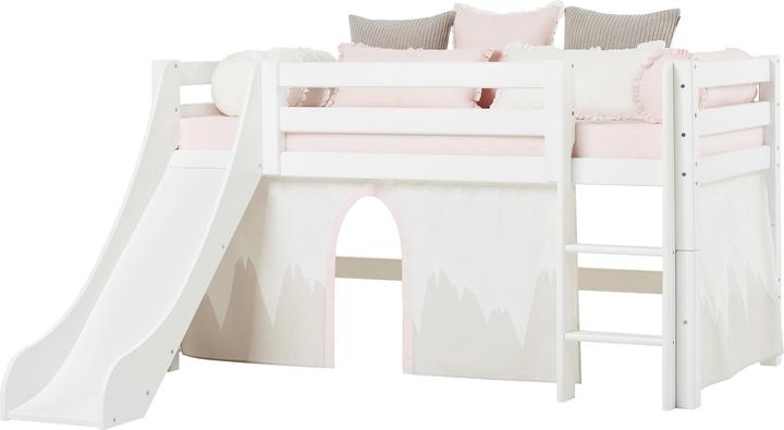 Actual product image Hoppekids ECO Luxury half loft bed 90x200cm with slide, White (90 x 200 cm)