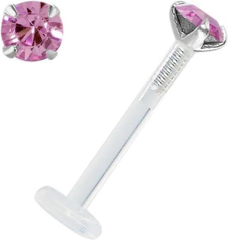 Bijouteria Piercing für Lippe/Tragus (Bioplast, Silber 925, Swarovski Kristall)