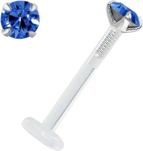Produktbild Bijouteria Piercing für Lippe/Tragus (Bioplast, Silber 925, Swarovski Kristall)