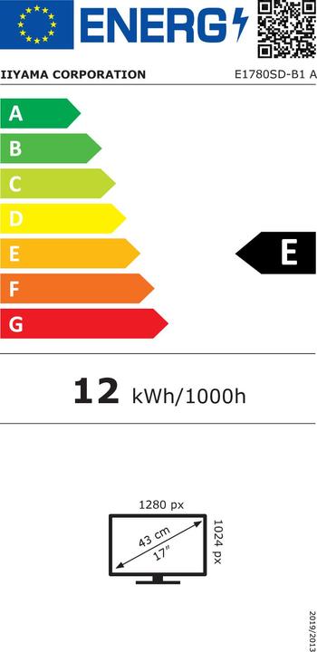 Energy Label iiyama E1780SD-B1 43CM 17IN LED (1280 x 1024 pixels, 17")