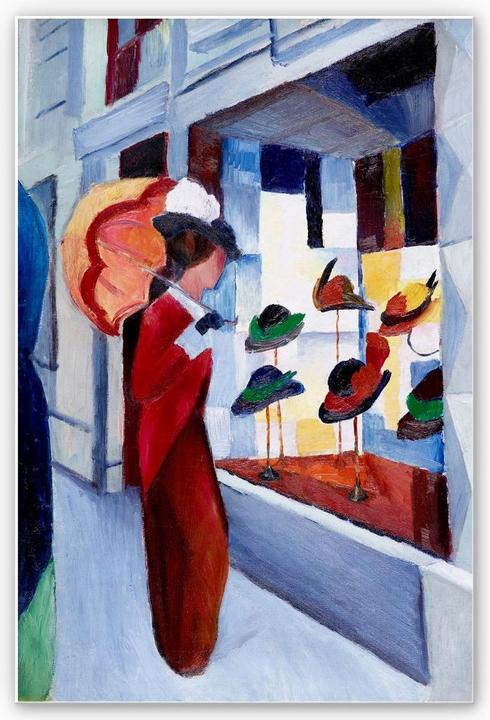Produktbild Trenddeko Macke - Frau mit Sonnenschirm vor Hutladen (40 x 60 cm)