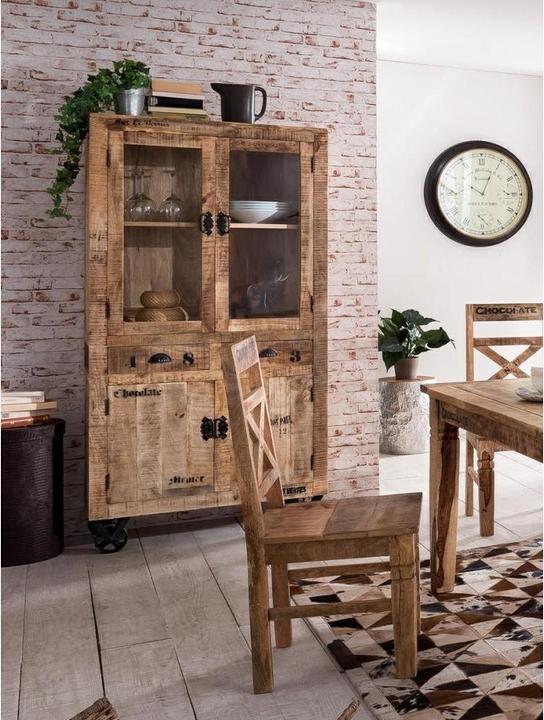 Image du produit SIT Möbel Vitrine Vintage Natural Wood nature antique noir (90 x 180 x 40 cm)