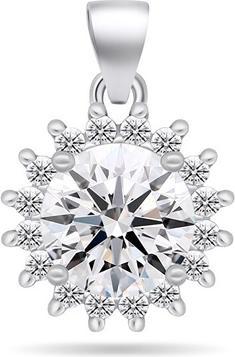 Brilio Silver - Sparkling silver pendant with clear zircons PT97W