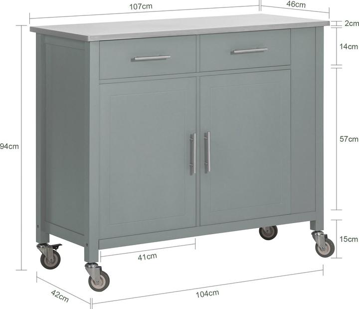 Image du produit SoBuy Chariot de cuisine FKW108-HG, Gris