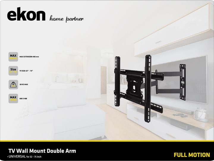 Image du produit Ekon Double support TV mural réglable jusqu'à 75 pouces (Mur, 75", 50 kg)