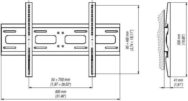 Actual product image edbak Monitorius 42"-55" fixed wall mount. Weight capacity 80 kg. (Wall, 60", 80 kg)