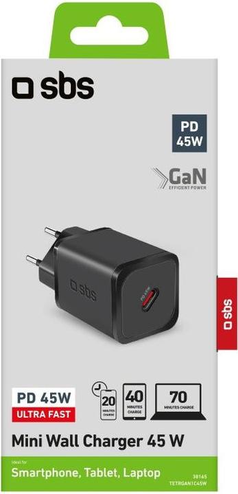 Immagine prodotto SBS Caricabatterie GaN USB-C PD 45W nero (45 W)