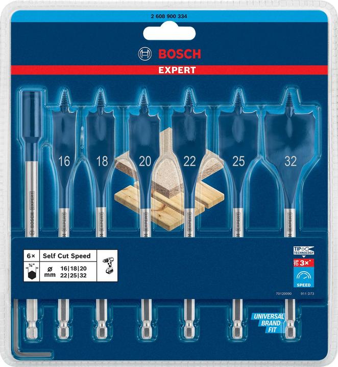 Immagine prodotto Bosch Professional Zubehör Set di punte per fresatura piana EXPERT Self Cut Speed, 16/18/20/22/25/32 mm, 7 pezzi. (16, 18, 20, 22, 25, 32 mm)