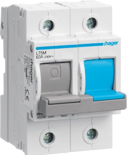 Actual product image Hager HAG L75M Switch-fuse unit,D0,1P+N,63A