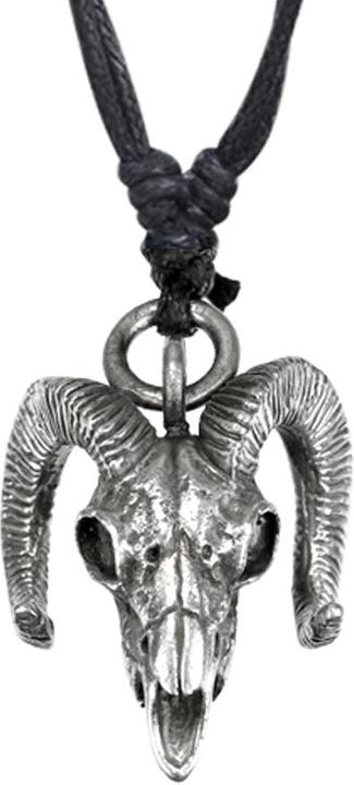 Produktbild Star Piercing Halskette schwarz Anhänger silber Steinbockschädel (Messing)