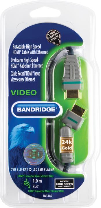 Produktbild Bandridge BLUE High-Speed HDMI-Kabel - Rotierbar (1 m, HDMI)