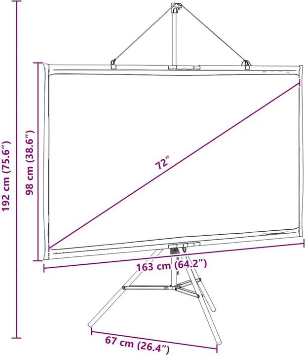 Produktbild VidaXL Beamer Leinwand mit Stativ 72 Zoll 16:9 Projektionswand Leinwand (72", 16:9)