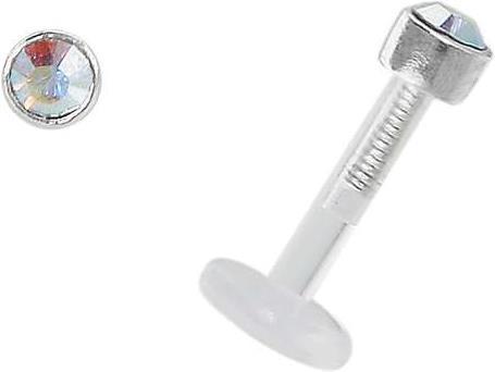 Image du produit Bijouteria Piercing pour lèvre/Tragus (Bioplastique, Argent 925, Cristal Swarovski)