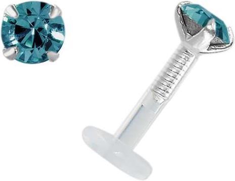 Produktbild Bijouteria Piercing für Lippe/Tragus (Bioplast, Silber 925, Swarovski Kristall)