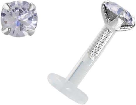 Image du produit Bijouteria Piercing pour lèvre/Tragus (Bioplastique, Argent 925, Cristal Swarovski)
