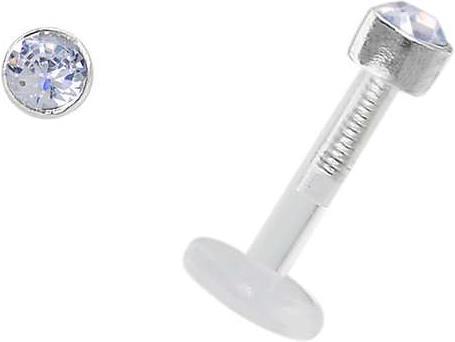 Bijouteria Piercing für Lippe/Tragus (Bioplast, Silber 925, Swarovski Kristall)