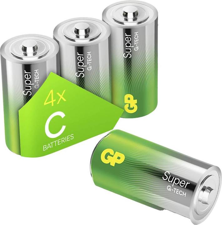 GP Batteries Pile super alcaline C Baby 1,5V pack de 4 (4 pcs, C)