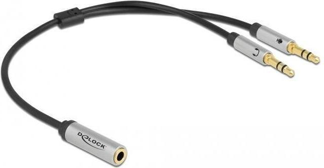 Image du produit Delock Adaptateur de casque 1 x jack 3,5 mm 4 broches vers 2 x jack 3,5 mm 3 broches (CTIA) (Adaptateur de casque)