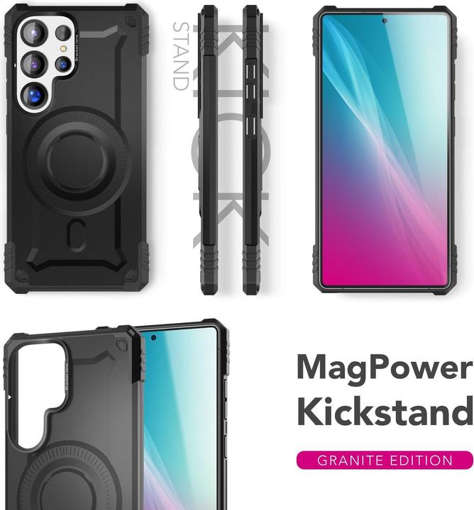 Produktbild Nalia Granite - Armor Panzer Hülle mit MagSafe Ring und Ständer - Military Hardcase (Samsung Galaxy S25 Ultra)