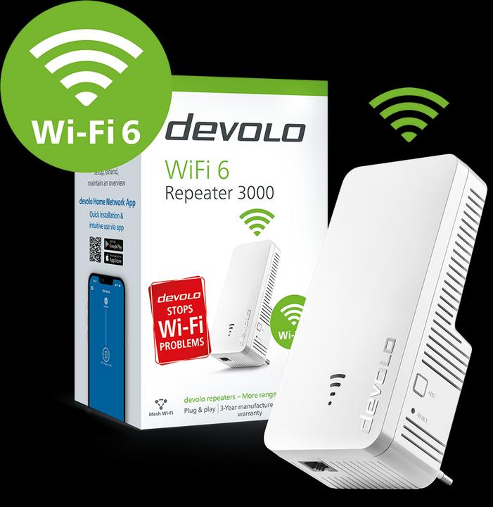 Actual product image Devolo WiFi 6 Repeater 3000 (2402 Mbit/s, 574 Mbit/s)